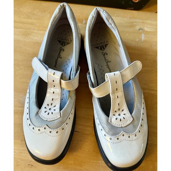 Sandbaggers Riley White/Pewter Golf Cleats T Strap Easy Close Shoes Women’s Sz 9 - Picture 1 of 8